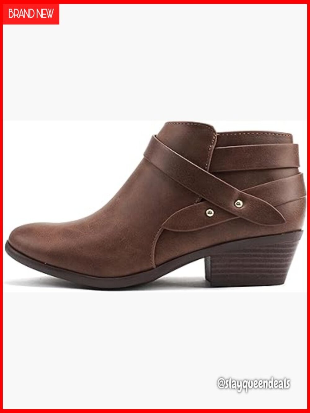 Women's Closed Toe Multi Strap Ankle Booties Block Heel Wide Fit Available